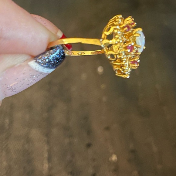 Opal and Ruby Ring 14 karat gold - Picture 2 of 5
